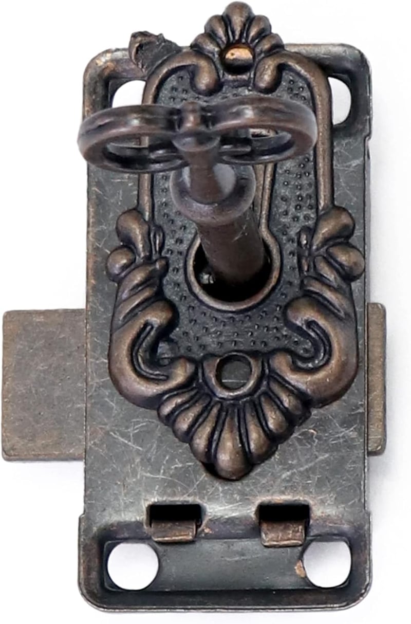 QWORK 3 db Vintage Szekrényzár Kulccsal - Antik Bronz Dekoratív Zár Ékszerdobozokhoz, Fiókokhoz, Szekrényekhez - Cink Ötvözet 53x26 mm