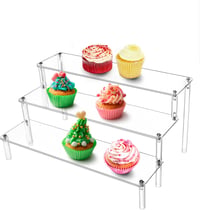 QWORK 3 Szintes Átlátszó Akril Kiállító Állvány 2db - 30x21x15cm, 4mm Vastag Plexi Polc Figurákhoz, Parfümökhöz, Körömlakkokhoz 4