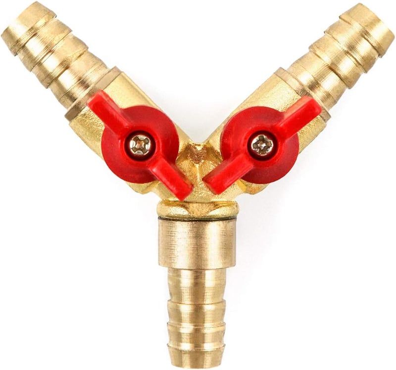 QWORK 3 utas sárgaréz tömlőcsatlakozó 10mm gömbcsappal