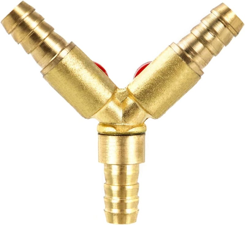 QWORK 3 utas sárgaréz tömlőcsatlakozó 10mm gömbcsappal