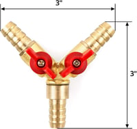 QWORK 3 utas sárgaréz tömlőcsatlakozó 10mm gömbcsappal 5