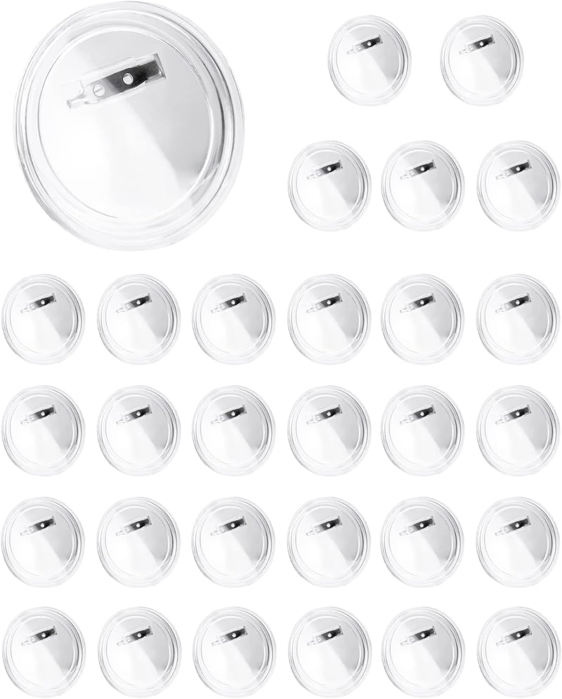 QWORK 30 Darabos Gomb Készlet 60mm Átlátszó Kitűző DIY Kézműves Alkotáshoz