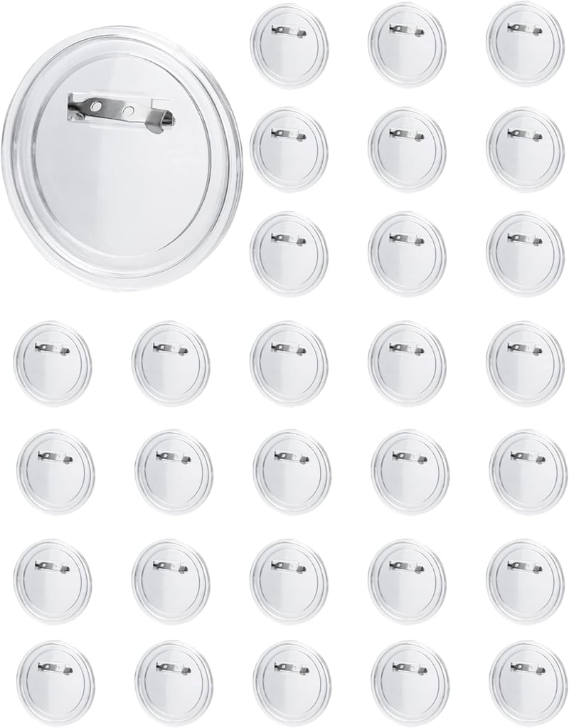 QWORK 30 Darabos Gomb Készlet 60mm Átlátszó Kitűző DIY Kézműves Alkotáshoz