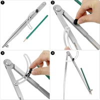 Compas reglabil QWORK de 300 mm, cu aripi de fixare și suport pentru creion, pentru prelucrarea lemnului, metalului și a pielii 3