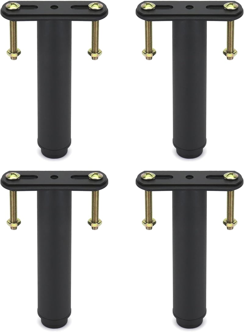 QWORK 4 darabos bútor láb magasságállítható 180-330 mm vasalap csavarható lemezzel fekete