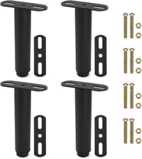 QWORK 4 darabos bútor láb magasságállítható 180-330 mm vasalap csavarható lemezzel fekete 1