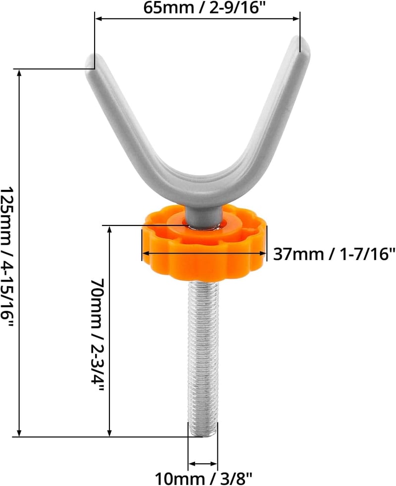 QWORK 4 db Y-csapos nyomócsavar biztonsági kerítéshez, 10x73 mm, M10 orsólyukhoz, narancsszínű rögzítővel