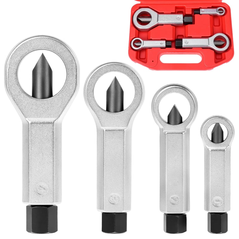 Set 4 piese QWORK pentru spart piulițe, cu valiză, oțel pentru rulmenți, 9-12 mm, 12-16 mm, 16-22 mm, 22-27 mm, pentru piulițe blocate/gripate