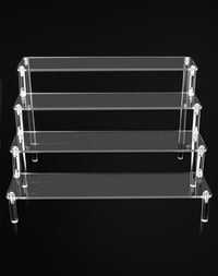 QWORK 4-Szintes Átlátszó Akril Állvány Szett - 30x25x20 cm, 4mm Vastag - Ékszer, Figura, Sütemény, Kozmetikai Termék Bemutató Polc (2 db) 2