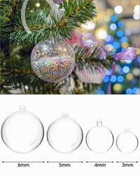 Set 40 globuri decorative din plastic transparent QWORK – Ø3 cm, Ø4 cm, Ø5 cm, Ø6 cm – Ornamente de Crăciun umplute/umplibile 2