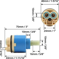 QWORK 40mm Kerámia Csappatron Konyhai Csaptelep Keverőcsaphoz - 40 mm mit Kartuschenboden 4