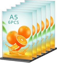 QWORK 6 db A5 akril asztali állvány szilárd alappal, kétoldalas kijelzőhöz 1