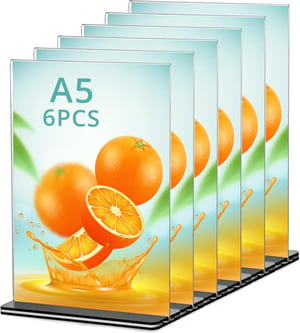QWORK 6 db A5 akril asztali állvány szilárd alappal, kétoldalas kijelzőhöz