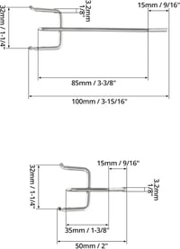 QWORK 60 db Perforált Falhorog Szett, Pegboard Horogok Kijelzéshez és Tároláshoz 5-10 cm - 5cm, 10cm, 30+30pcs 7