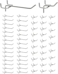 QWORK 60 db Perforált Falhorog Szett, Pegboard Horogok Kijelzéshez és Tároláshoz 5-10 cm - 5cm, 10cm, 30+30pcs 1