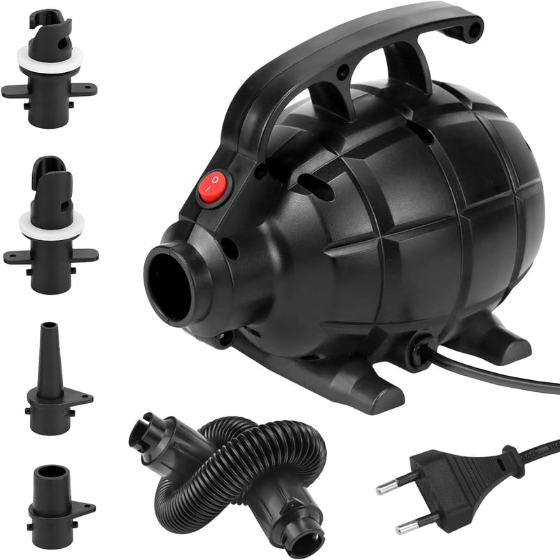 QWORK 600W Elektromos Légpumpa 5 Fúvókával - Csendes Hordozható Pumpa Légágyhoz és Felfújható Termékekhez