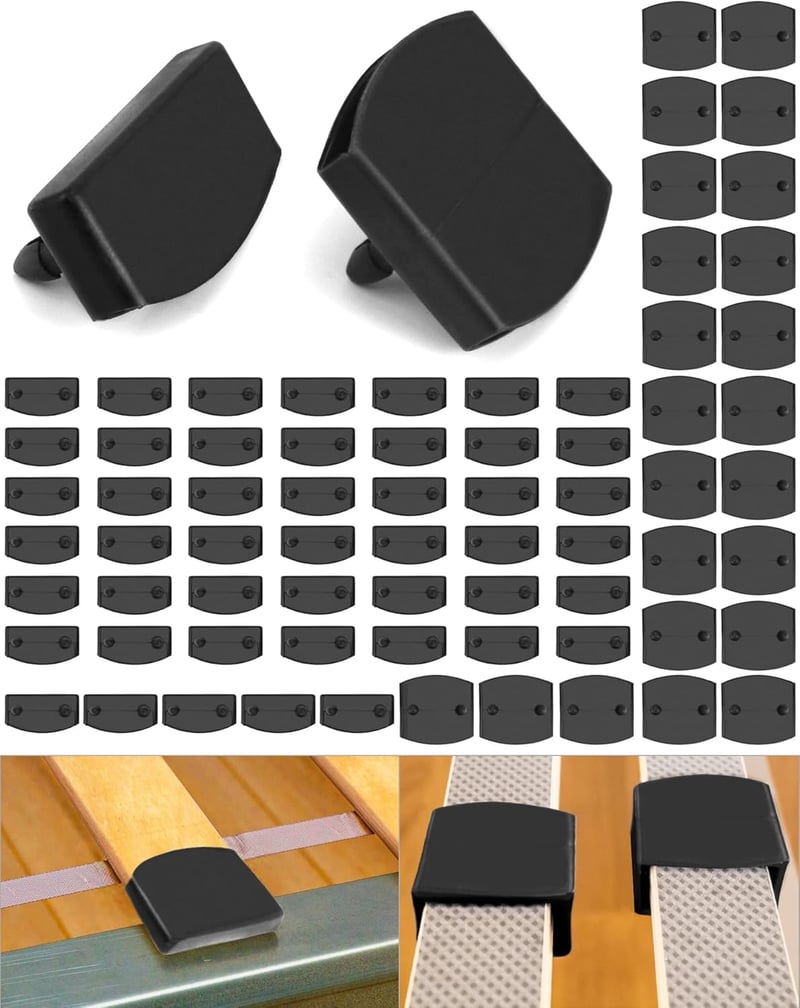 QWORK 72 db ágykeretes sapka szett, fekete, 55x9 mm, oldal és közép