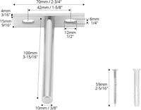QWORK 8 db Rejtett Polctartó 100 mm - Fali Lebegő Polc Konzol Szilárd Vasból 2