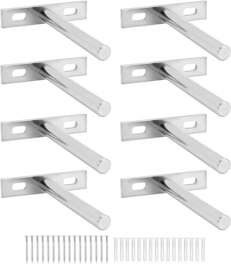 QWORK 8 db Rejtett Polctartó 100 mm - Fali Lebegő Polc Konzol Szilárd Vasból