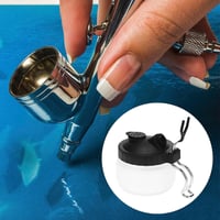 QWORK Airbrush Tisztító Készlet - Üveg Tisztítótartály Tartóval, 5 Tisztítókefe, 5 Tisztítótű, Kaparó - Festékszóró Karbantartó Szett 5