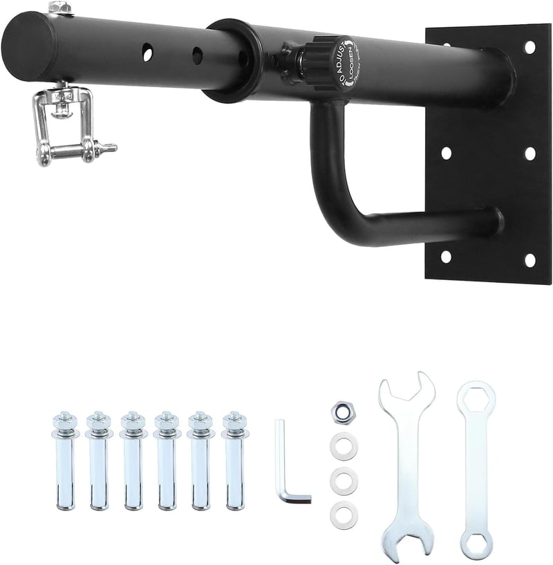 QWORK Állítható Boxzsák Tartó Konzol 43-63cm - Masszív Acél Fali Rögzítő 150kg Teherbírással, Csavarokkal