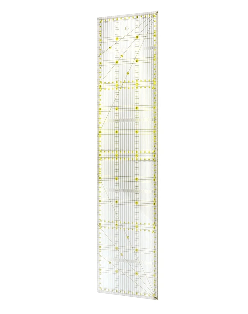 QWORK Átlátszó Műanyag Vonalzó 15x60 cm - Francia Stílusú Varrási Segédeszköz Szögjelzőkkel Patchwork és Quilting Munkákhoz
