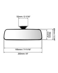 QWORK Vnútorné spätné zrkadlo 200x60 mm, autoškola zrkadlo s pevnou prísavkou, otočné o 360°, pre osobné autá, SUV a nákladné vozidlá 6