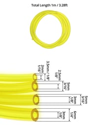 Sada palivových hadičiek QWORK, 4 ks, dĺžka 1 m, rozmery 2x3,5 mm, 2,5x5 mm, 3x5 mm, 3x6 mm, pre motorové píly, vyžínače a vysokotlakové čističe 6