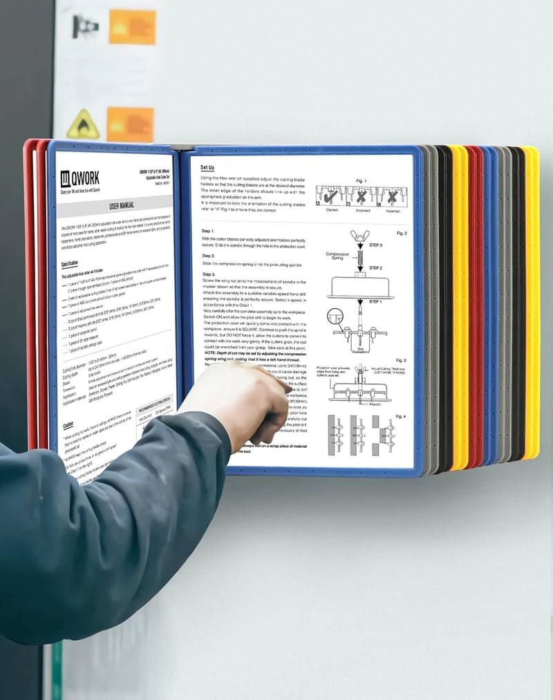QWORK Fali Kiállítási Rendszer 20 A4 Panellel Többszínű Dokumentumtartó
