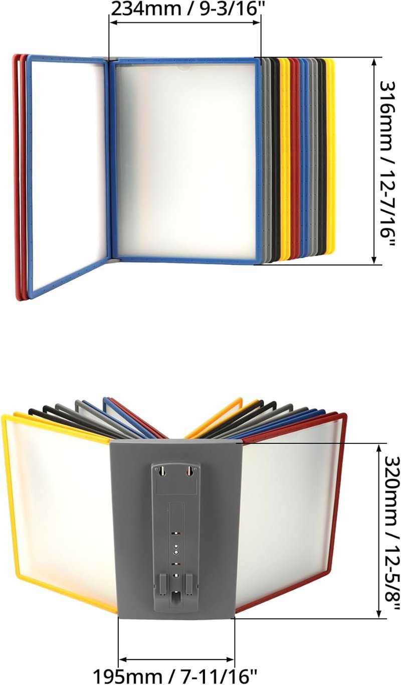 QWORK Fali Kiállítási Rendszer 20 A4 Panellel Többszínű Dokumentumtartó