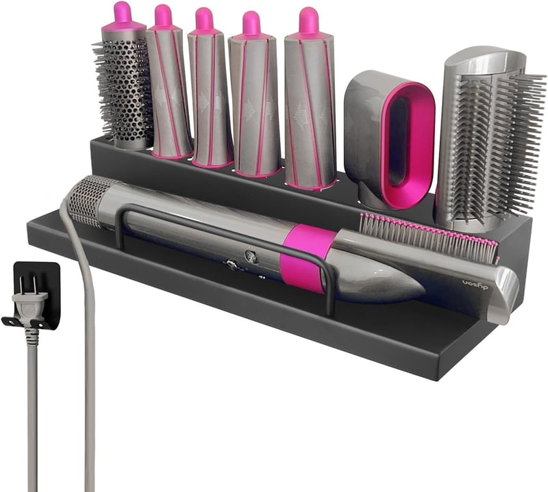 QWORK Fali Tartó Szervező Dyson Airwrap Hajformázóhoz - Alumínium Rendszerező Hajsütővas Feltétekhez és Kefékhez