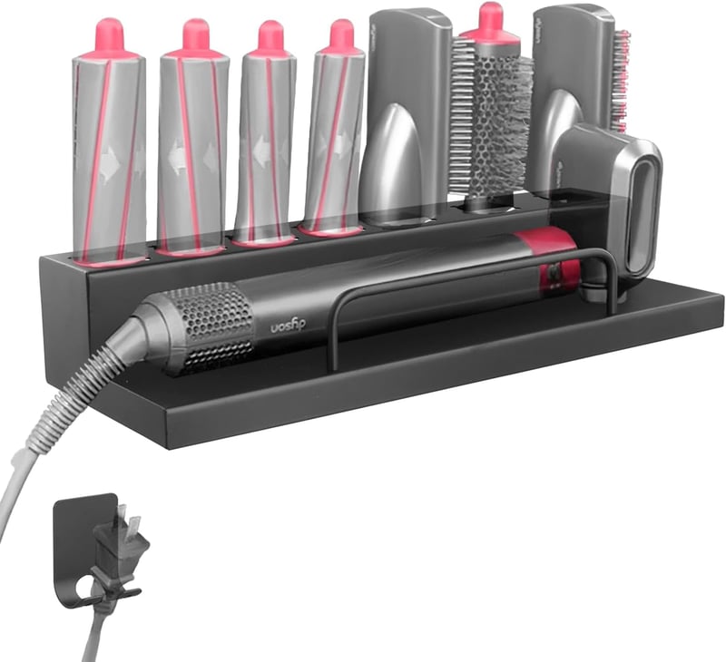 QWORK Fali Tartó Szervező Dyson Airwrap Hajformázóhoz - Alumínium Rendszerező Hajsütővas Feltétekhez és Kefékhez
