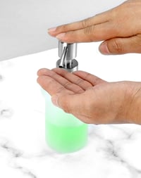 Nástenný dávkovač mydla QWORK, 200 ml, matné sklo a nehrdzavejúca oceľ 304, na sprchový gél a tekuté mydlo, strieborný 4