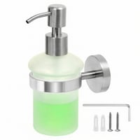Nástenný dávkovač mydla QWORK, 200 ml, matné sklo a nehrdzavejúca oceľ 304, na sprchový gél a tekuté mydlo, strieborný 1