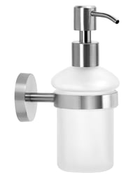 Nástenný dávkovač mydla QWORK, 200 ml, matné sklo a nehrdzavejúca oceľ 304, na sprchový gél a tekuté mydlo, strieborný 7