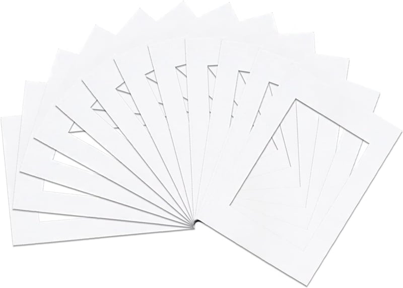 QWORK Fehér Paszpartu Karton A3 Méretű (29,7 x 42 cm) A4-es Képekhez (21 x 29,7 cm) - 12 db-os Csomag Fotókhoz, Művészeti Nyomatokhoz