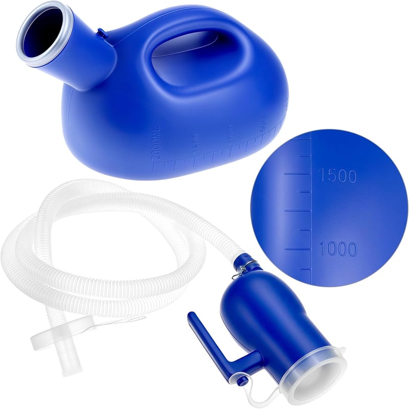 QWORK Férfi Vizelet Gyűjtő Palack 2000ml Csővel Utazáshoz Kórházhoz