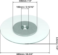 QWORK Forgótányér Edzett Üveg 68 cm Forgatható Tálca 6
