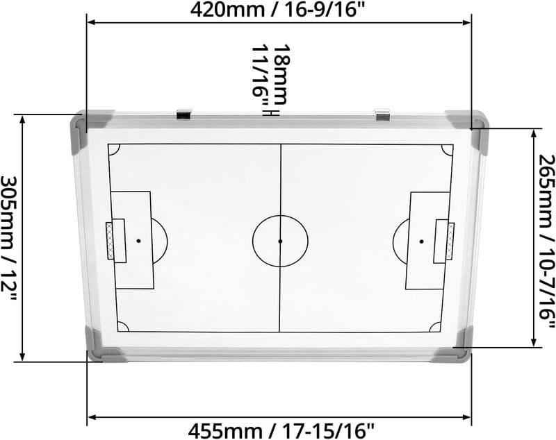 QWORK Futball Taktikai Tábla 45x30 cm Kiegészítésekkel