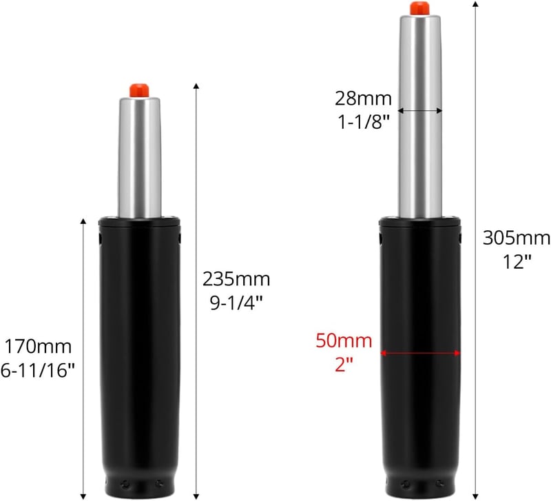 QWORK Gázliftes Irodai Szék Alkatrész 25-34cm Rozsdamentes Acél
