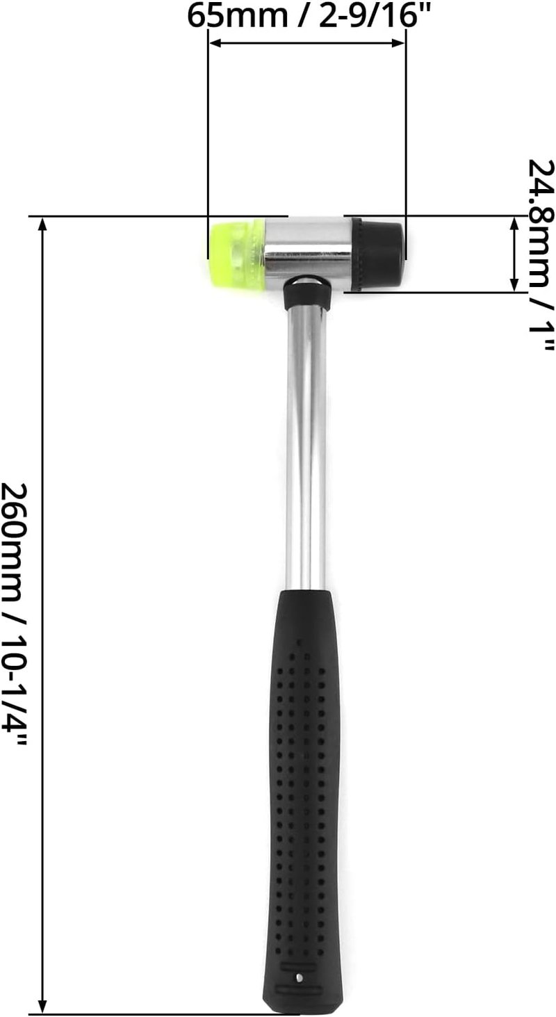 QWORK Gumikalapács 25mm dupla fejű kalapács 2 cserélhető fejjel
