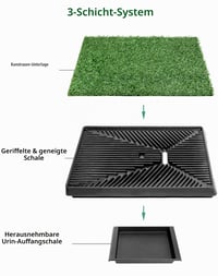 Toaletă pentru câini QWORK cu iarbă artificială 63x51 cm, tăviță pentru căței cu 3 straturi și scurgere, covoraș absorbant lavabil pentru câini de talie mică și medie, pentru interior și balcon 2