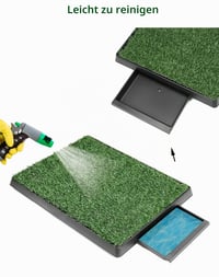 Toaletă pentru câini QWORK cu iarbă artificială 63x51 cm, tăviță pentru căței cu 3 straturi și scurgere, covoraș absorbant lavabil pentru câini de talie mică și medie, pentru interior și balcon 5