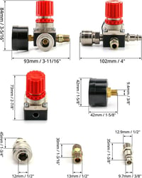 QWORK Légkompresszor Nyomásszabályozó 1/4 Colos EU Szabvány 12 Bar Nyomásmérővel 6