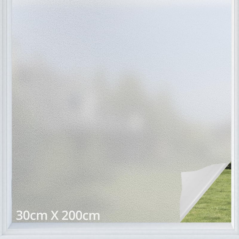 Folie mată pentru geam QWORK, autoadezivă, statică, protecție UV, 30x200 cm