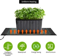 QWORK Növényfűtő Párna Termosztáttal - 50W Fűtőlap 20-45°C Szabályozható Hőmérséklettel Üvegházakhoz, Terráriumokhoz, Akváriumokhoz 3