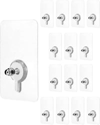 QWORK Öntapadós Csavarok Fúrás Nélküli Rögzítéshez - 15 db, 10 kg Teherbírás, Átlátszó Falrögzítő Készlet Fürdőszobai Kiegészítőkhöz 8