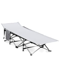 QWORK sklopivi kamperski krevet 190x71x35 cm, 300 kg, s torbom za nošenje - sivi 1