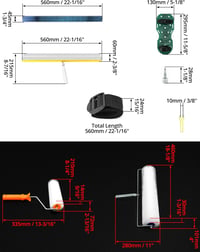 QWORK Padlóbevonat Készlet - Légbuborék Eltávolító Henger + Epoxi Tüskés Cipő + Álló Lehúzó - 56 cm Rozsdamentes Acél Ipari Padlózat Simító  6
