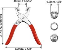 QWORK Patentgomb készlet 100 db 9,5 mm patentgombbal és fogóval 6